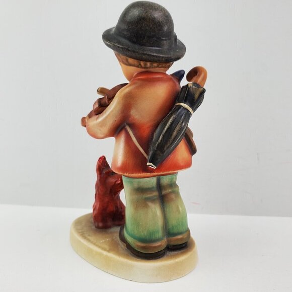 MJ Hummel Vintage West Germany Figurine Fiddler Boy Pet Dog Terrier 5+" - Picture 3 of 12